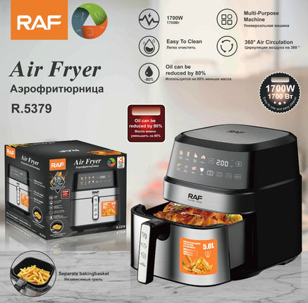 RAF Air Fryer | 5L Capacity | 1700W | Multi-Purpose Machine | 360° Air Circulation | Oli Can Be Reduced by 80% | Easy To Clean