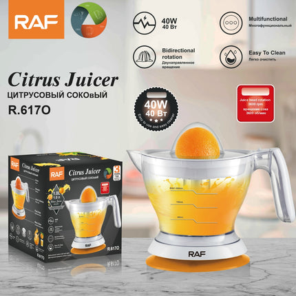 RAF Citrus Juicer | 40W | Multifunctional | Bidirectional Rotation | Juice head rotation 3600 rpm | Easy to clean