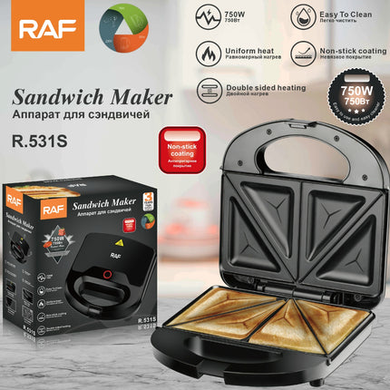 RAF Sandwich Maker | 750W | Uniform heat | Double sided heating | Non-stick coating | Easy To Clean