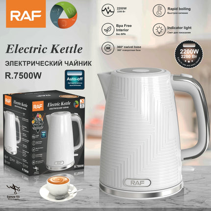 RAF Electric Kettle R7500 | 1.7L High-Power | 2200W | Stainless Steel Kettle with Dry Burning Protection | Temperature Control | 70CM Black Power Cable