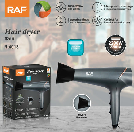 RAF Hair Dryer |2 Pcs in a box | 2 Speed Settings | 3 Temperature Settings | Over-Heat Protection | Coldest Air