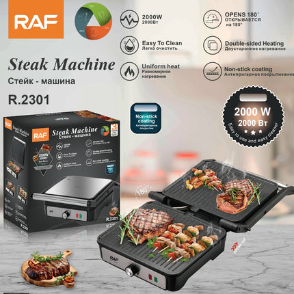RAF Steak Machine | 2000W | Double-Sided Heating | Easy To Clean | Non-stick Coating