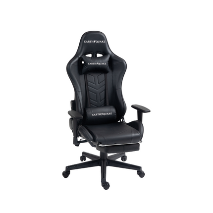 Earthquake Gaming Chair Black with Adjustable, Foam Seat, Brushed Finish - Ideal for Reading and Gaming - Runner Shape - Suitable for Office - Leather Furniture Finish - 32.6" Seat Depth - 41 lbs Item Weight