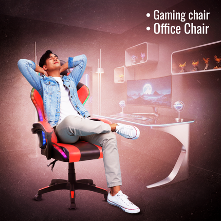 Dowinx RGB Gaming Chair | Massage Function for Waist Cushion | Innovative Storage Pouch on the Back | Adjustable Headrest