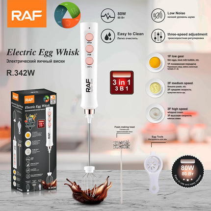 RAF Egg Whisk | 3 Speed Adjustment | low noise | easy to clean | Charging cable Android