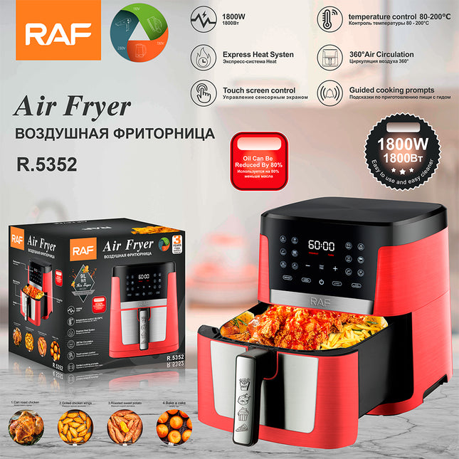 RAF Air Fryer | 9L Capacity | 1800W | Touch Screen Control  | 360° Air Circulation | Express Heat System | Easy To Clean