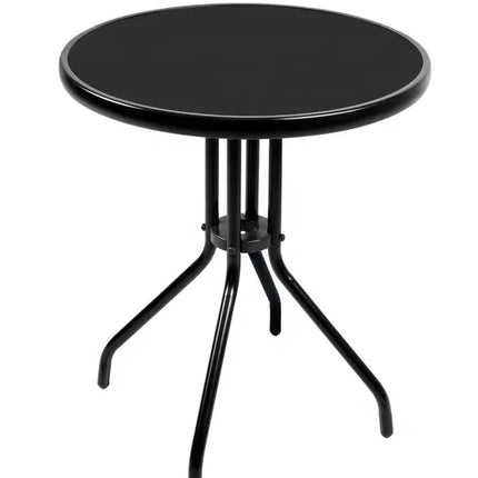 Combo Offer | 2 Black Rattan Outdoor Chair – Patio/Garden Use and ck Round Patio/Garden Table with Black Tempered Glass – 60×60cm