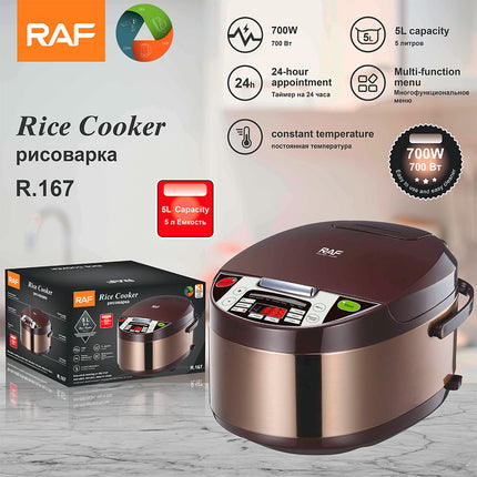 RAF Rice Cooker 5L Capacity | 700W | Non-Stick Coated | Multi-Function Menu