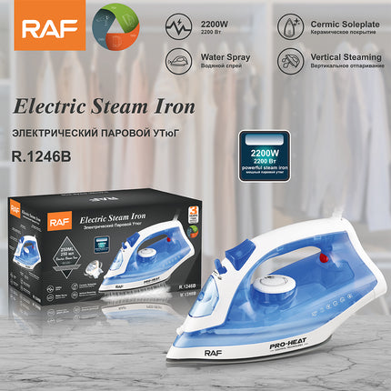 RAF Electric Steam Iron - 2200W - Water Spray - Ceramic Soleplate - Vertical Steaming