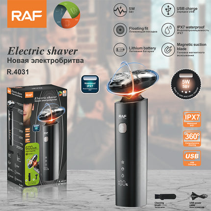 RAF Electric Shaver | USB charge | Floating fit | Lithium battery | IPX7 Waterproof | Magnetic suction blade