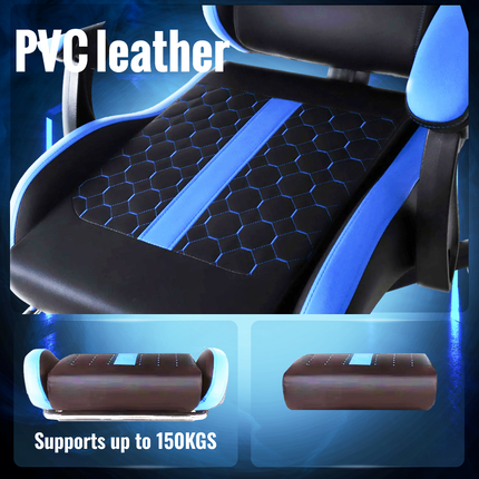 Dowinx Computer Gaming Office Chair | Adjustable Headrest | Massage Function for Waist Cushion | Supports up to 150KGS | PVC leather | steel frame