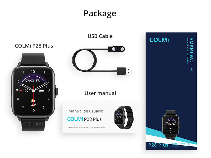COLMI P28 Plus Smart Watch | 1.69” HD Display | Bluetooth Calling | Multiple Sports Modes | Long Lasting Battery Life | Health Management | IP67 Waterproof