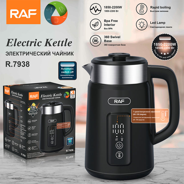 RAF Electric Kettle | 1850-2200W | Rapid Boiling | BPA Free | Lead Lamp | 360 Swivel Base| 3 years warranty