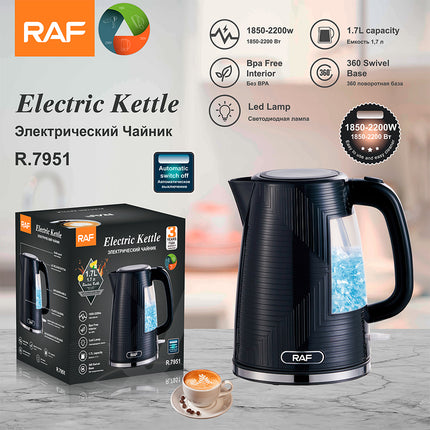 RAF Electric Kettle 1.7L Capacity | 1850-2200W | Bpa Free interior | Led Lamp