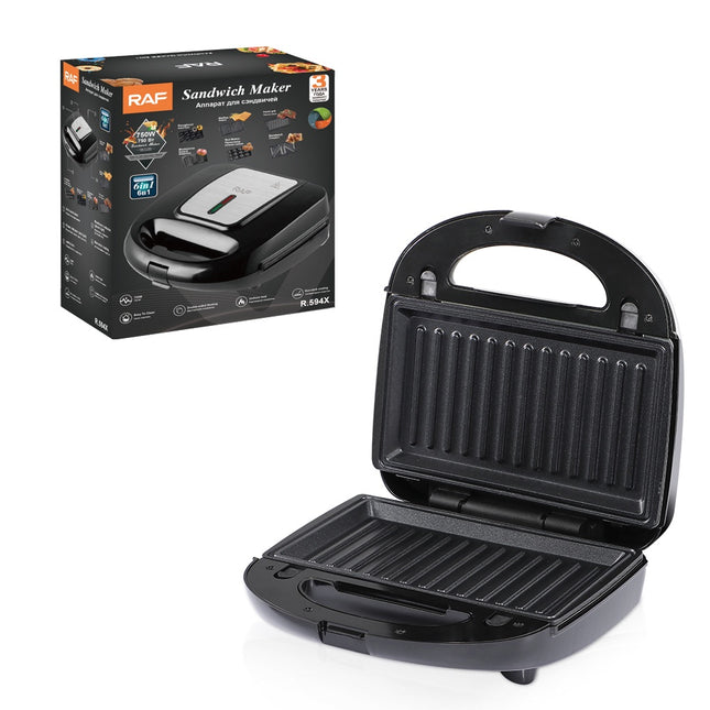 RAF 3-in-1 Sandwich Maker | Double Sided Heating | Non-Stick Coating | uniform Heating | Easy To Clean