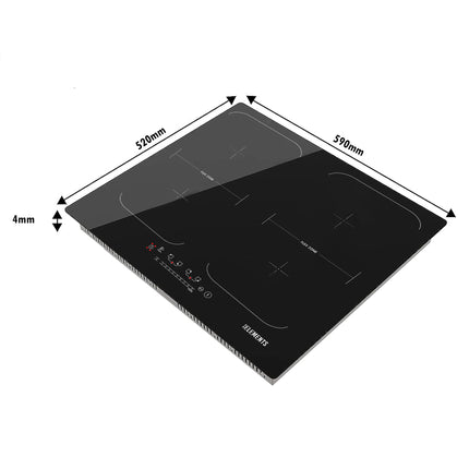 KB ELEMENTS 4 HOBS induction cooker + 2 flex zone with 4mm panel thickness and 9 power levels