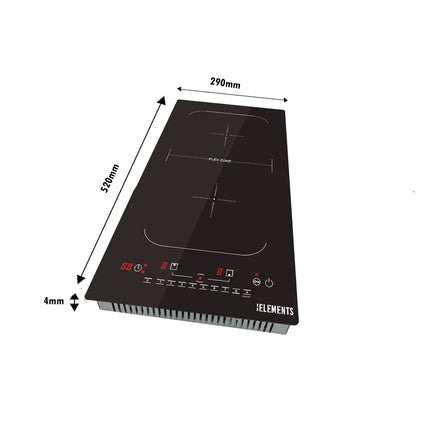 KB ELEMENTS 2 HOBS induction cooker + flex zone with 9 power levels, 9 power levels and overheat protection