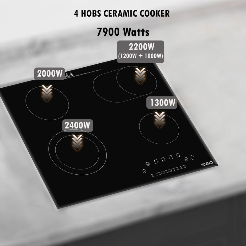 KB Elements 4 HOBS Ceramic cooker | 7900W power | 4mm panel thickness with mulitple functions and overheat protection