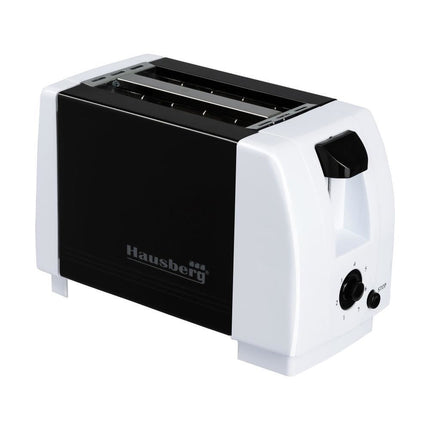 HAUSBERG HB-150NG Toaster, 750W, 7 Settings, 2 Slices, Automatic Stop, Anti-Slip Feet, Black-White