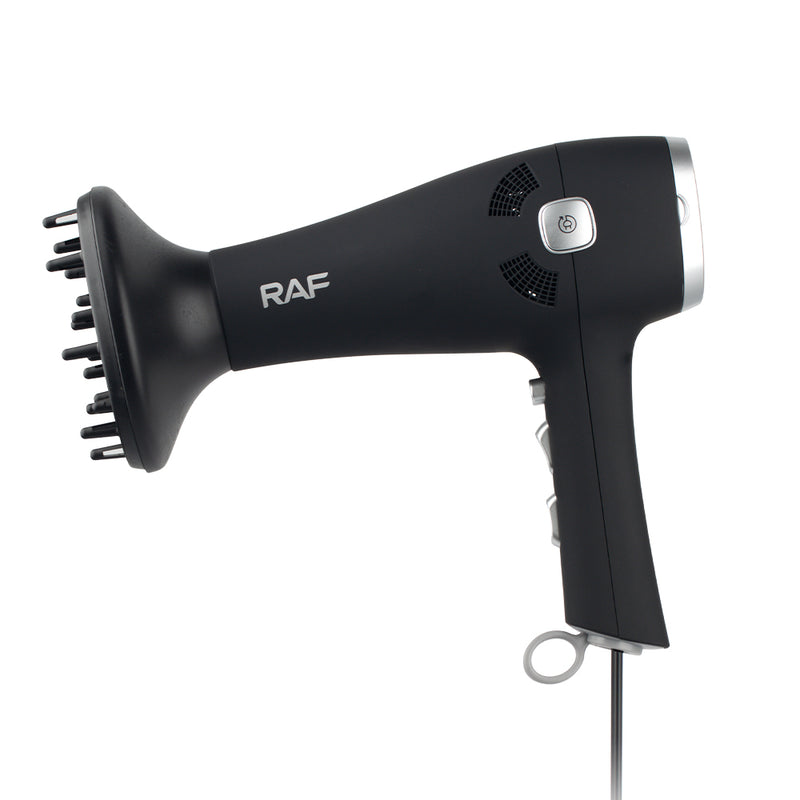 RAF Ionic Hair Dryer, 2400W, DC Motor, 2 Speeds, 3 Heat Settings, Cool Shot Function, Removable End Cap, Retractable Cord, Diffuser, 220-240V, 50-60Hz, 1.8m Power Cord, VDE Plug