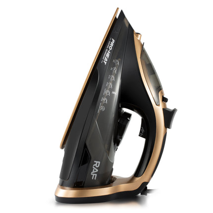 RAF Electric Steam Iron | 2600W | Vertical Steaming | Gold Ceramic bottom |  Thermostat Controlled