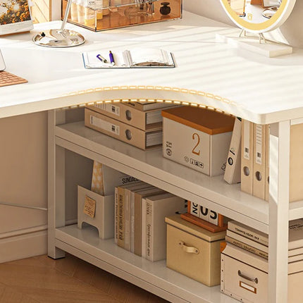 L-Shaped Corner Desk with Storage Rack - Maximize Your Home Office