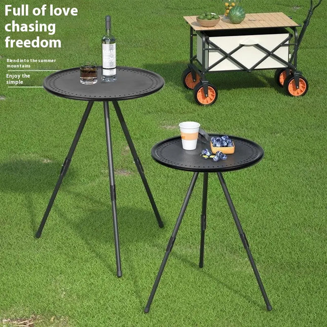 Outdoor Small Round Table – Height Adjustable with Carrying Case (38×38×H25/48cm)