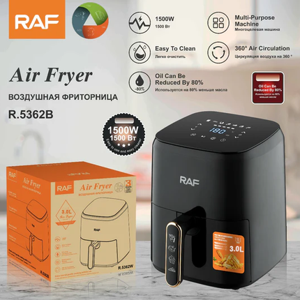 RAF Air Fryer 3L  | 1500W with Temperature Control and Multi-Purpose Functionality