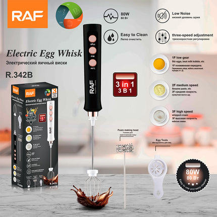 RAF Egg Whisk | 3 Speed Adjustment | low noise | easy to clean | Charging cable Android