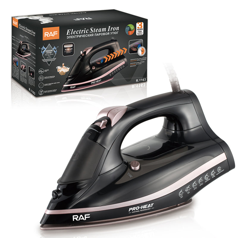 RAF Digital Electric Steam Iron | 2600W | Vertical Steaming | Large Capacity Water Tank | Gold Ceramic Bottom | Auto-off | 3 Years Warranty