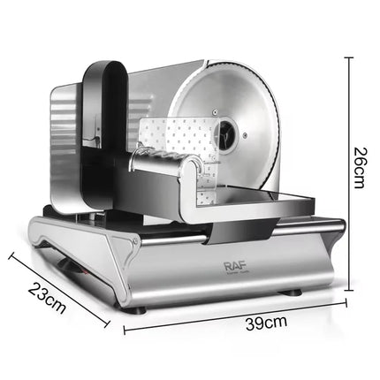 RAF Electric Food Slicer | Stainless Steel Blade | Anti-skid Stand | Tool Free Removal Of Blade
