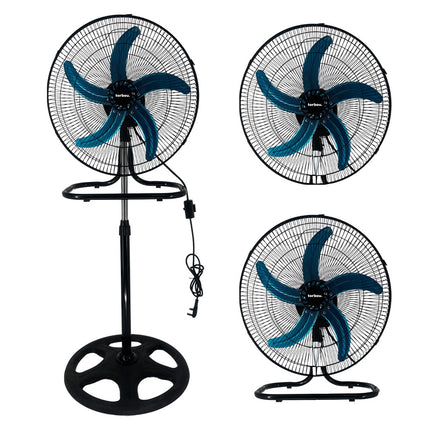 Torbou 3in1 Metal Stand Fan | Wall Fan | Desk Fan | 5 Metal Blades