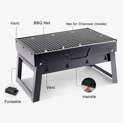 Barbecue Grill with 0.5mm Cold Rolled Steel Body, Chromium Plated Cooking Grid, and Electrophoresis Surface Finish