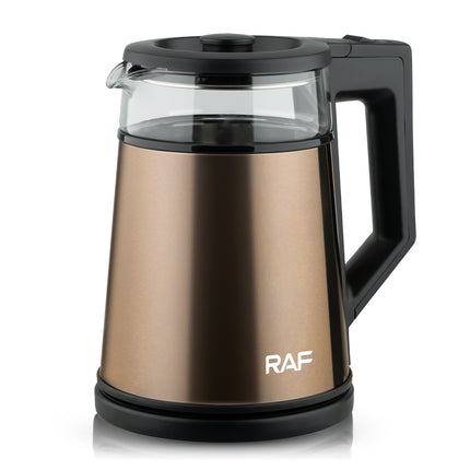 RAF Electric Kettle | 1500W Glass Kettle | 1.7L Capacity | Mixed Color | Copper Clad Aluminum Power Cord, and French Plug