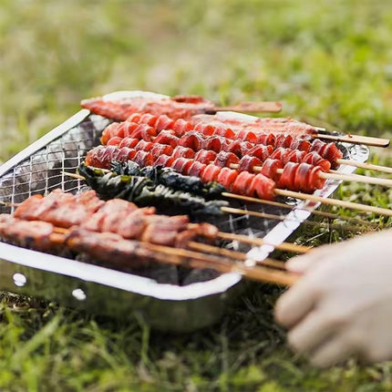 Barbecue Charcoal Grill (Disposable, Iron + Charcoal + Foil Paper)