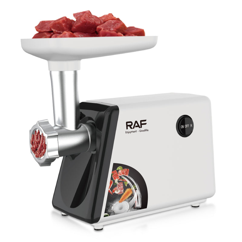RAF Meat Grinder - 2800W Power, Stainless Steel Cross Knife, 2 Iron Knife Plates