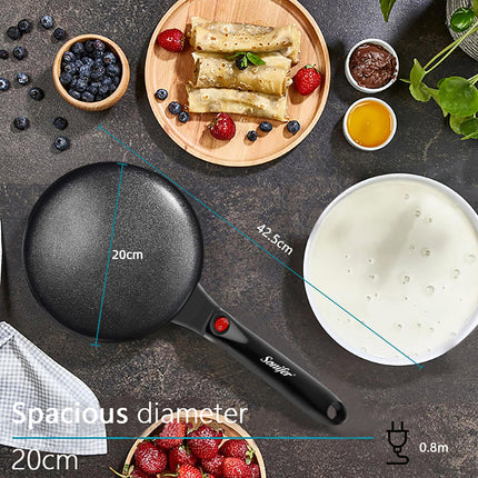 Sonifer Crepe Maker | 20cm Cooking Plate | Non-stick | Switch with Indicator | Hanging Handle