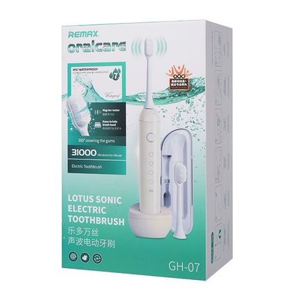 REMAX Electric Toothbrush with Mag-Lev Motor, Nano-Bristle Brush Heads, IPX7 Waterproof, 500mAh Battery, and 4 Modes