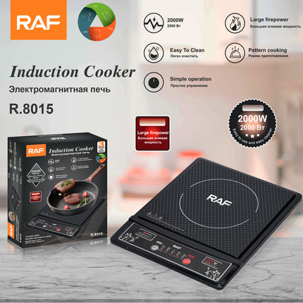 RAF Induction Cooker | 2000W | Ceramic Cooktop | 5 Functions | Key Control |  Large Firepower | Pattern Cooking