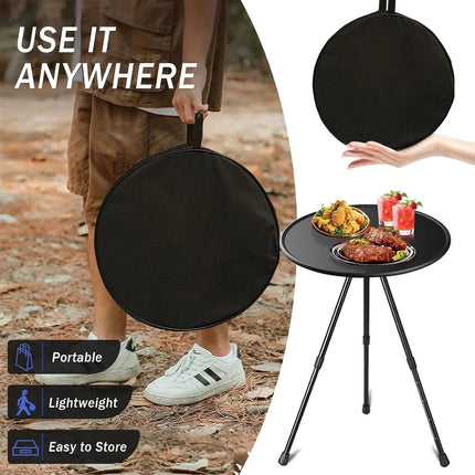 Outdoor Small Round Table – Height Adjustable with Carrying Case (38×38×H25/48cm)
