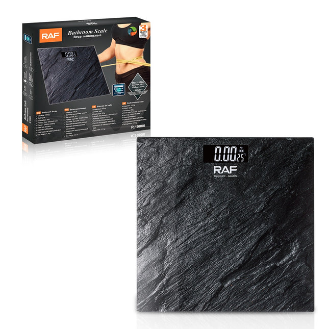 RAF Bathroom Scale | Max 180kg | Data lock function | Auto on/off | Display indoor temperature | LED High definition display
