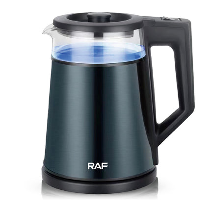 RAF Electric Kettle | 1500W Glass Kettle | 1.7L Capacity | Mixed Color | Copper Clad Aluminum Power Cord, and French Plug