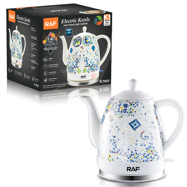 RAF Electric Kettle | 1000W | 1.4L Capacity | Fast Heating | Ceramic Material | Easy To Clean