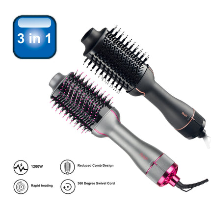 RAF 3-in-1 Hot Air Brush , Dryer and  Curler| 1200W | Reduced Comb Design | Rapid Heating | 360 Degree Swivel Cord |