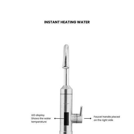 Instant Electric Kitchen Faucet HAUSBERG HB-F5010, 3600W, LED Temperature Display, Sink Mounting, Stainless Steel