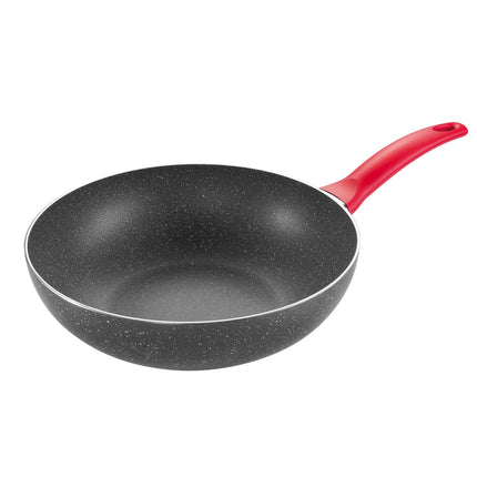 Tescoma Wok MANICO ROSSO ø 28 cm | Non-stick Coating | anti-skid handle | Stainless steel Bottom | Dishwasher Safe |