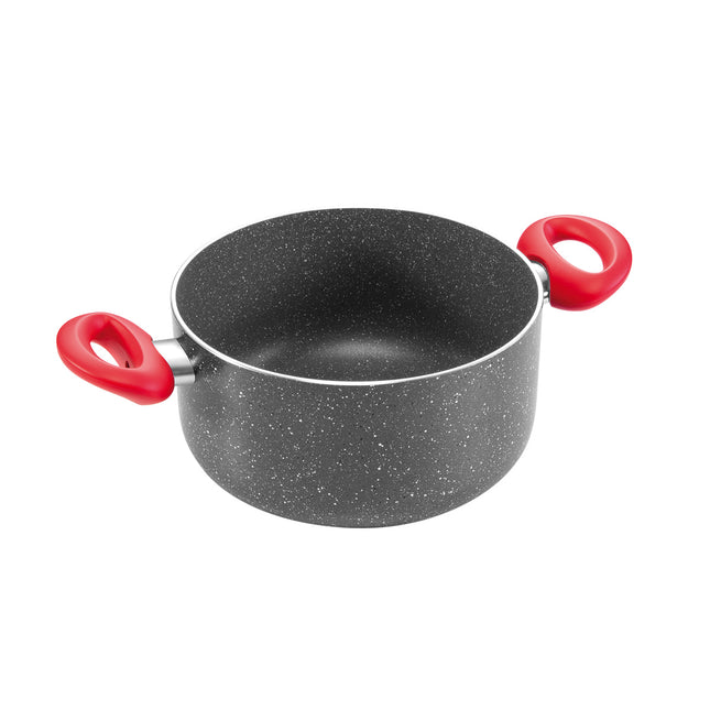 Tescoma Casserole MANICO ROSSO ø 20 cm, 3.0 l | non-stick coating  |  anti-skid grips for safely and comfortably handling the cookware | stainless steel induction bottom