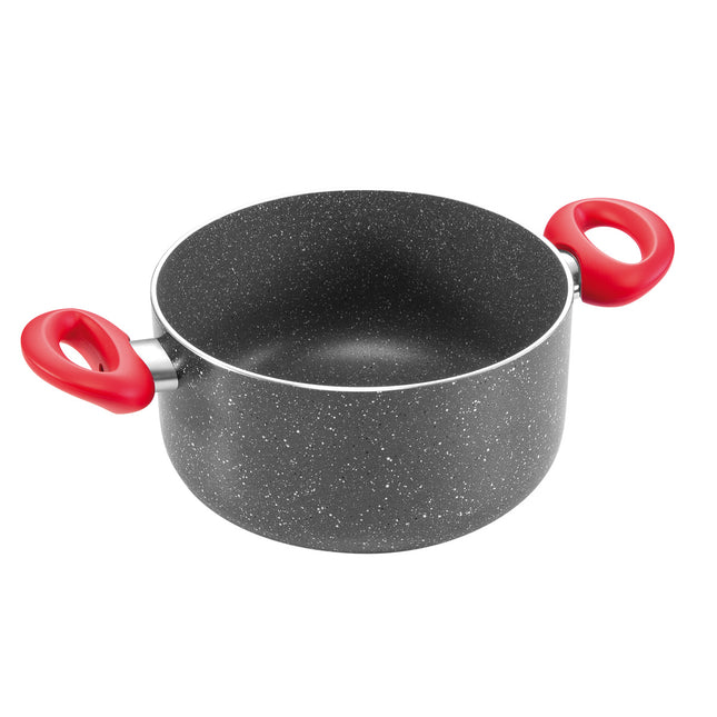 Tescoma Casserole MANICO ROSSO ø 24 cm, 4.5 l | non-stick coating  |  anti-skid grips for safely and comfortably handling the cookware | stainless steel induction bottom