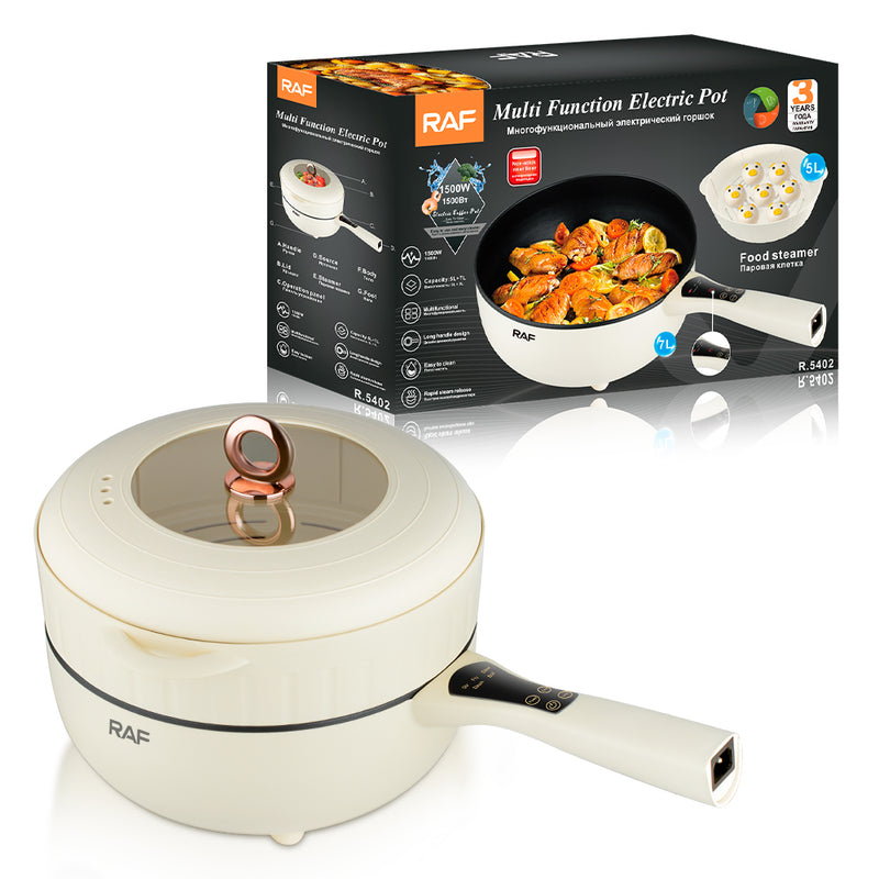 RAF Multi-Function Electric Pot | 5L + 7L Capacity | Long handle design | Rapid Steam Release | Non-Stick inner liner | Easy To Clean
