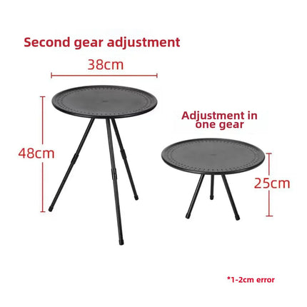 Outdoor Small Round Table – Height Adjustable with Carrying Case (38×38×H25/48cm)